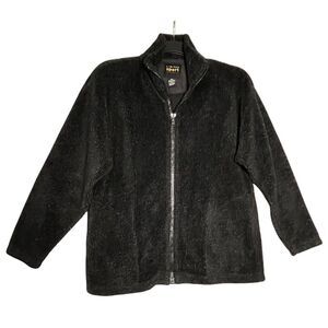Vintage 90's Limited Sport USA Fleece Jacket‎ Black Cozy Medium Large